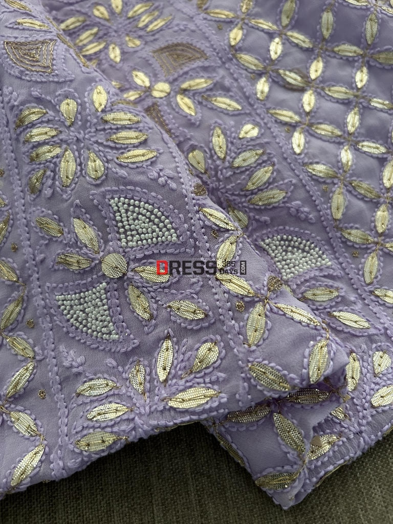 Lilac Pearl & Gota Patti Chikankari Suit Suits