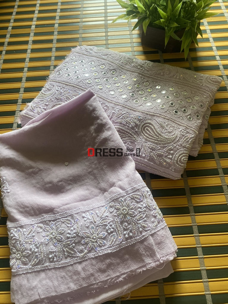 Lilac Pearl & Mirror Chikankari Suit Suits