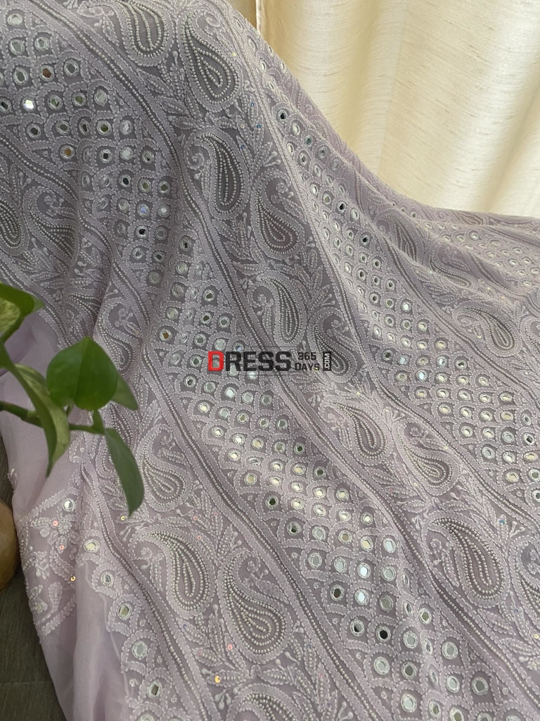 Lilac Pearl & Mirror Chikankari Suit Suits