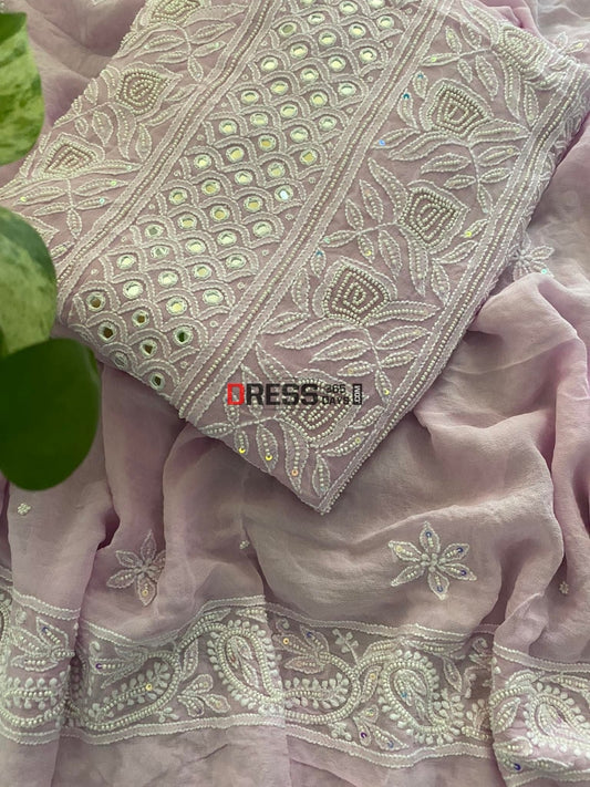 Lilac Pearl & Mirror Chikankari Suit Suits