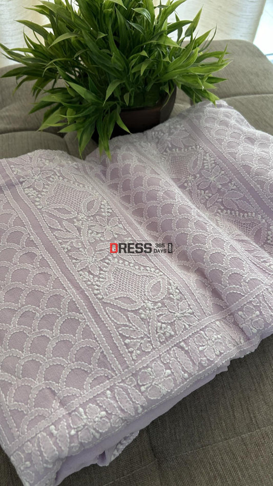 Lilac Pure Georgette Chikankari Suit Suits