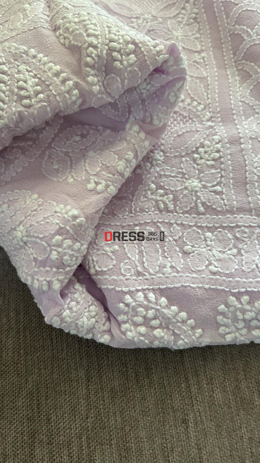 Lilac Pure Georgette Chikankari Suit Suits