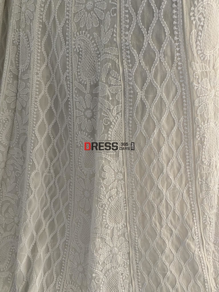 Lucknowi Chikankari Anarkali With Hand Jaali Work