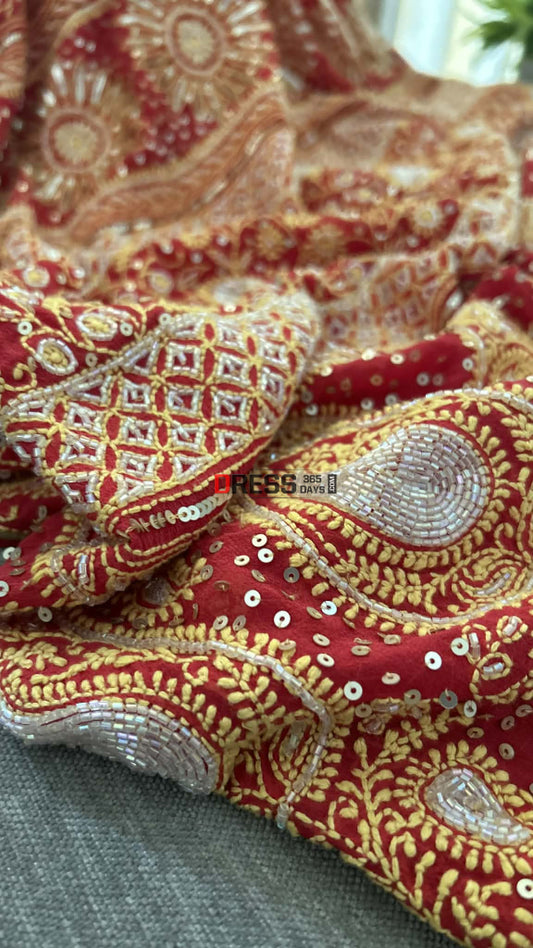 Masterpiece Chikankari Cut Dana Sequin Saree Chikankari Saree