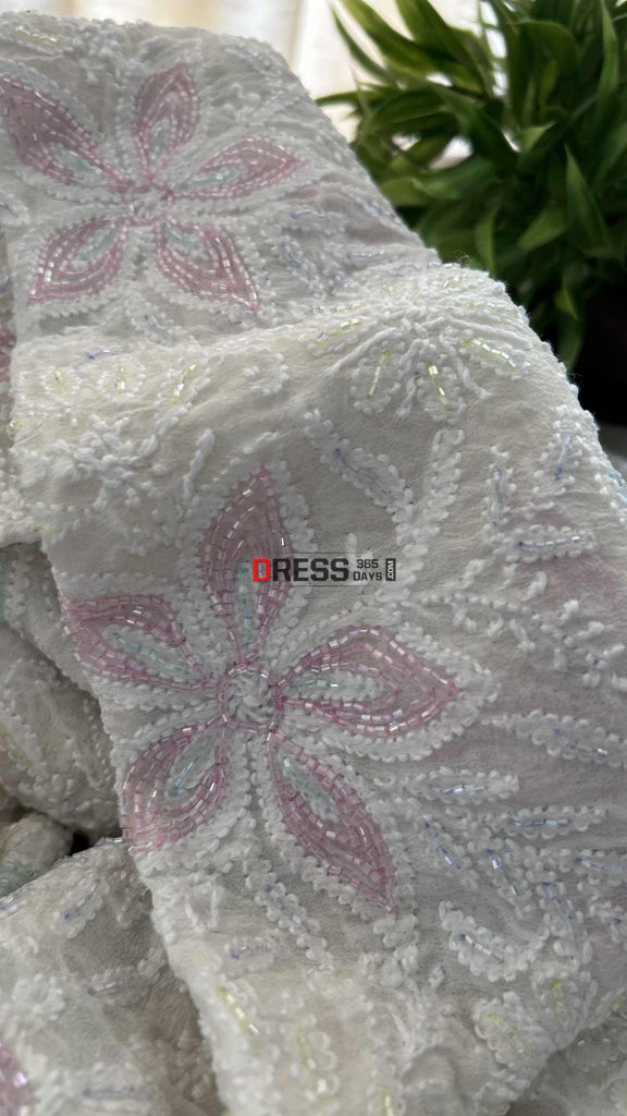 Masterpiece Chikankari Cut Dana Work Saree Chikankari Saree