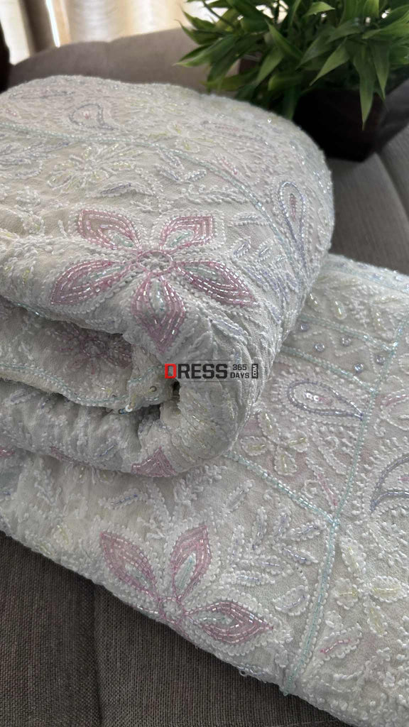 Masterpiece Chikankari Cut Dana Work Saree Chikankari Saree