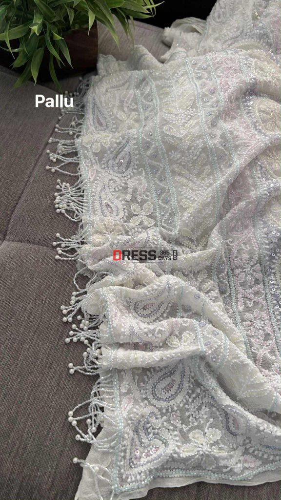 Masterpiece Chikankari Cut Dana Work Saree Chikankari Saree