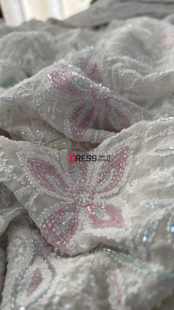 Masterpiece Chikankari Cut Dana Work Saree Chikankari Saree