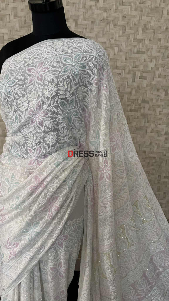 Masterpiece Chikankari Cut Dana Work Saree Chikankari Saree