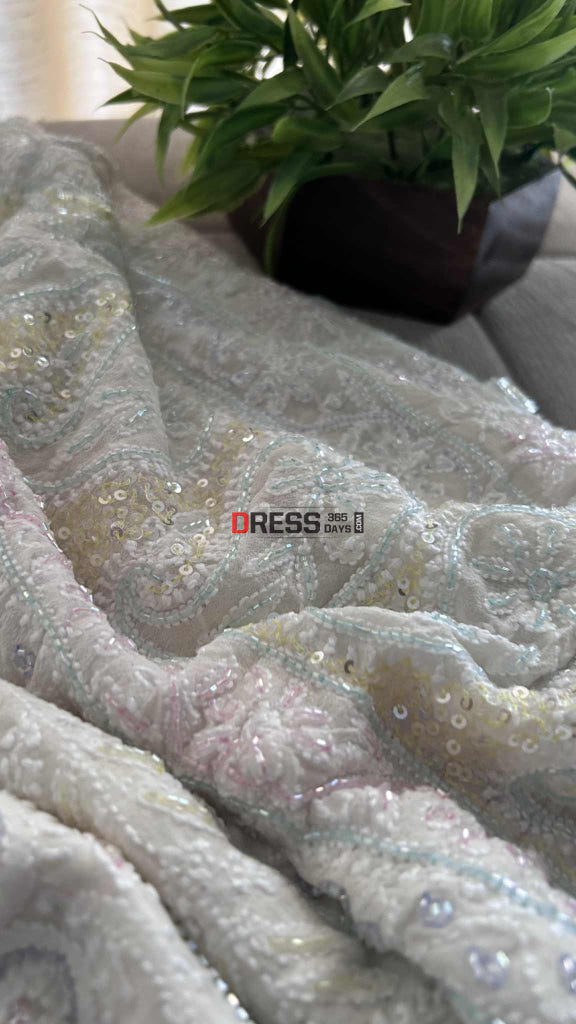 Masterpiece Chikankari Cut Dana Work Saree Chikankari Saree