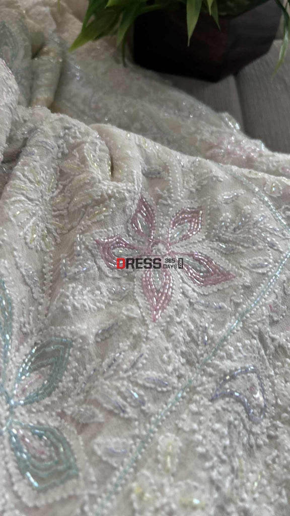 Masterpiece Chikankari Cut Dana Work Saree Chikankari Saree