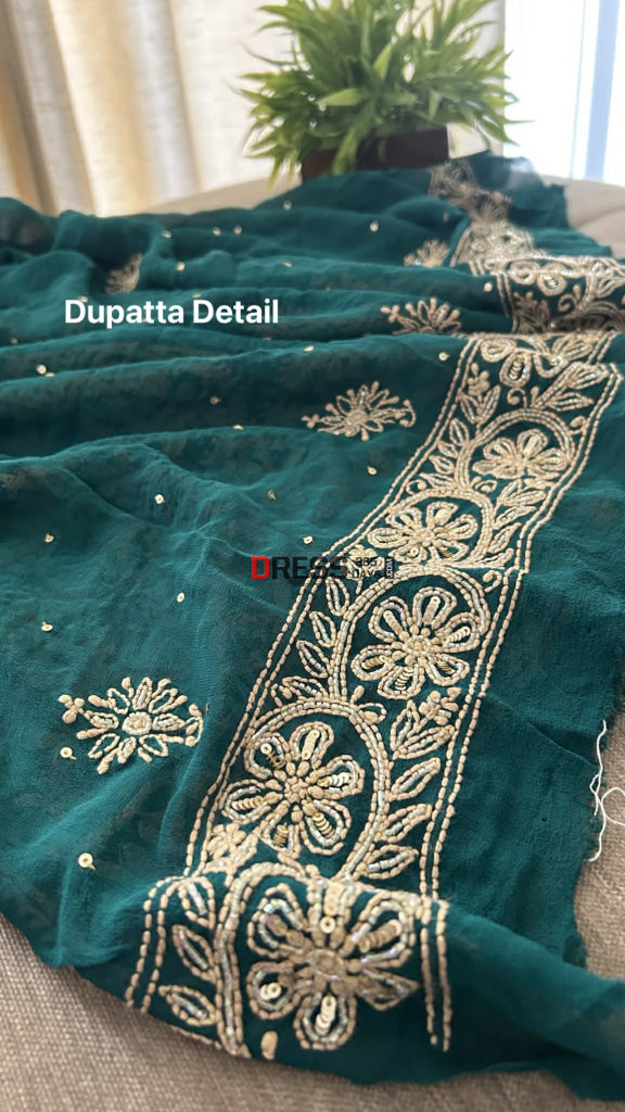 Masterpiece Cut Dana Sequin Chikankari Suit (Kurta & Dupatta) Chikankari Suits