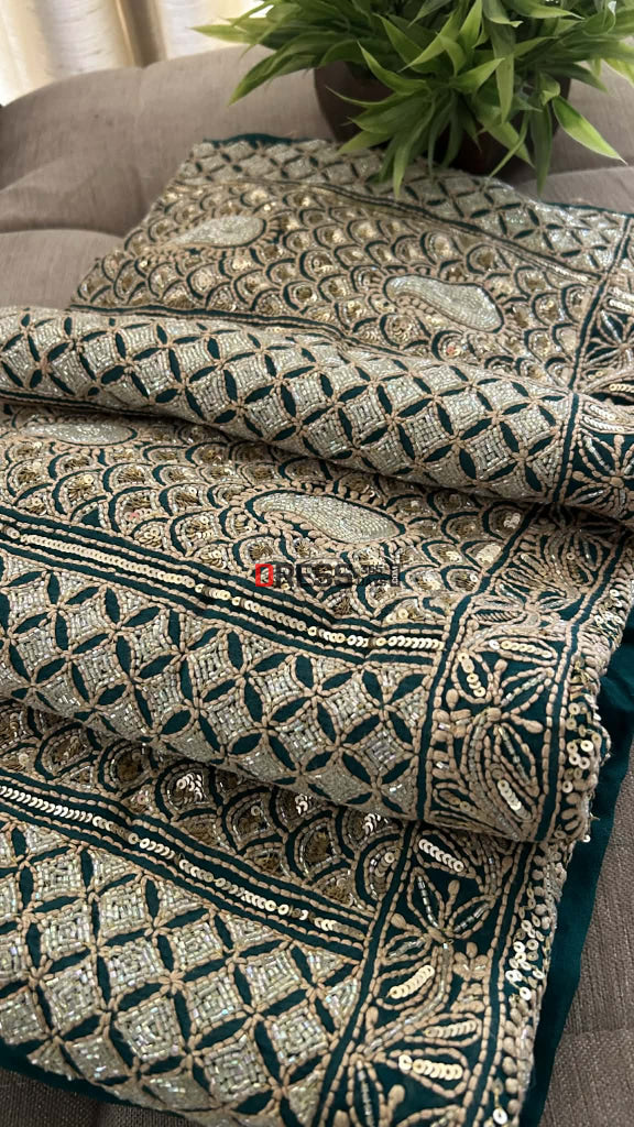 Masterpiece Cut Dana Sequin Chikankari Suit (Kurta & Dupatta) Chikankari Suits