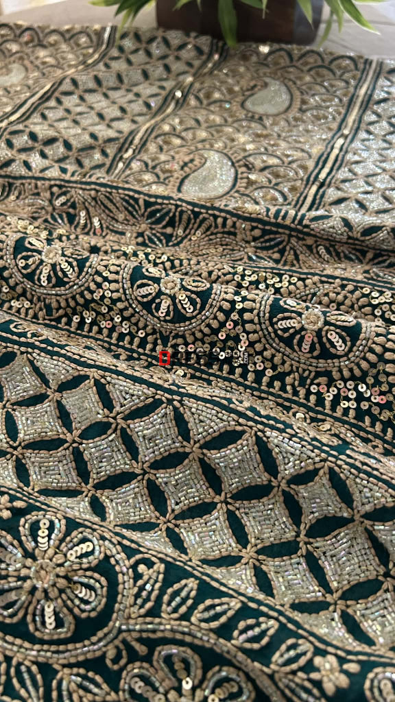 Masterpiece Cut Dana Sequin Chikankari Suit (Kurta & Dupatta) Chikankari Suits