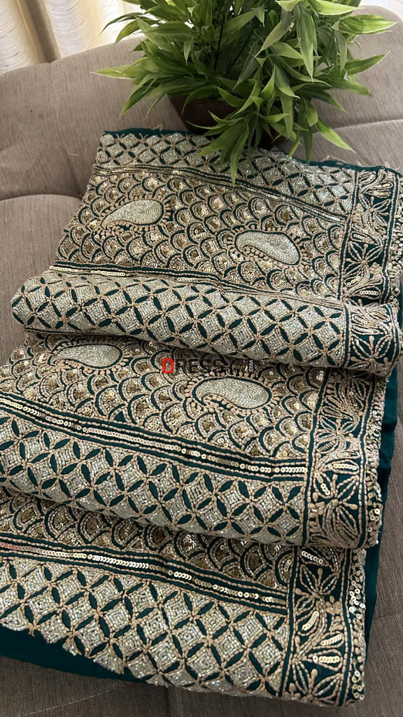 Masterpiece Cut Dana Sequin Chikankari Suit (Kurta & Dupatta) Chikankari Suits