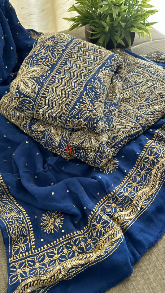 Masterpiece Cut Dana & Sequins Work Chikankari Anarkali Suit Chikankari Anarkali