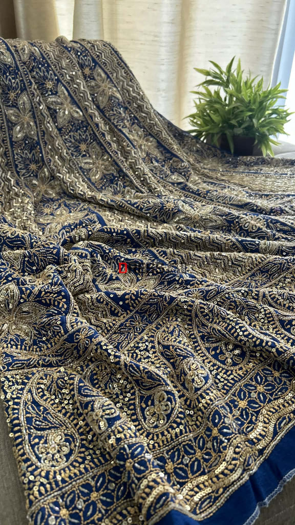 Masterpiece Cut Dana & Sequins Work Chikankari Anarkali Suit Chikankari Anarkali