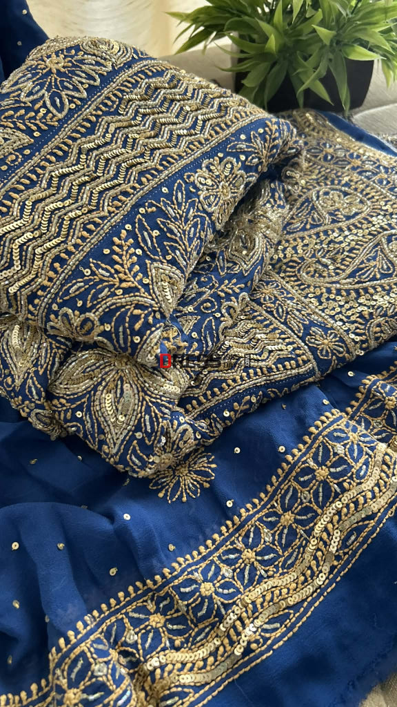 Masterpiece Cut Dana & Sequins Work Chikankari Anarkali Suit Chikankari Anarkali