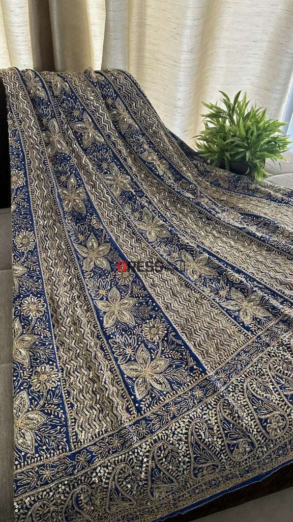 Masterpiece Cut Dana & Sequins Work Chikankari Anarkali Suit Chikankari Anarkali