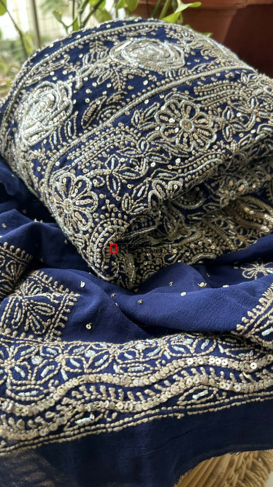 Masterpiece Cut Dana & Sequins Work Chikankari Anarkali Suit Chikankari Anarkali