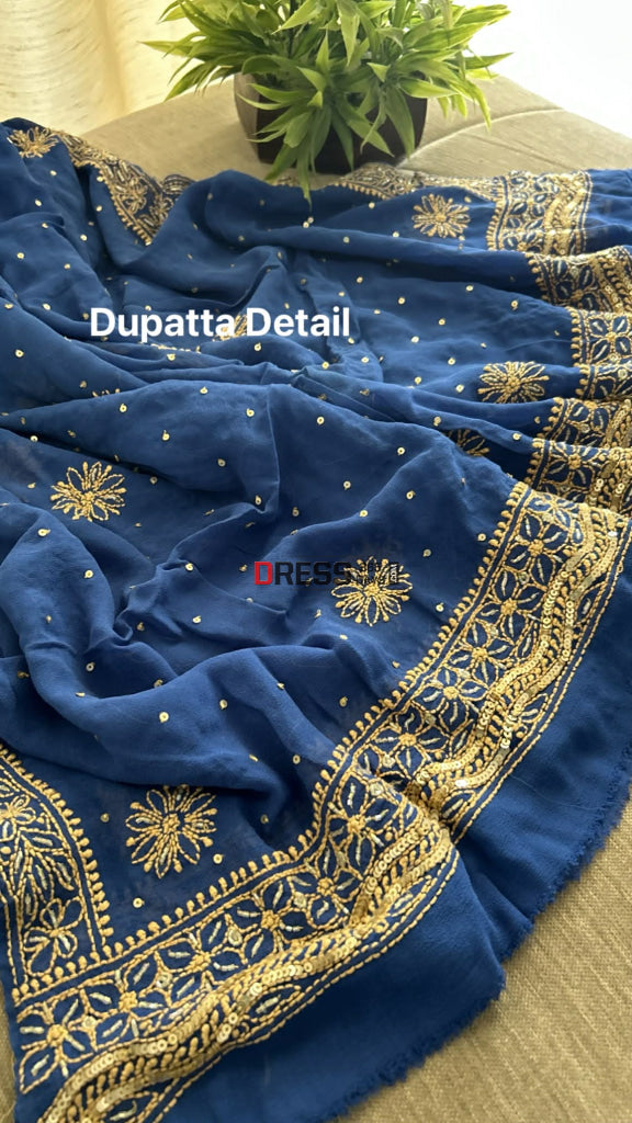 Masterpiece Cut Dana & Sequins Work Chikankari Anarkali Suit Chikankari Anarkali