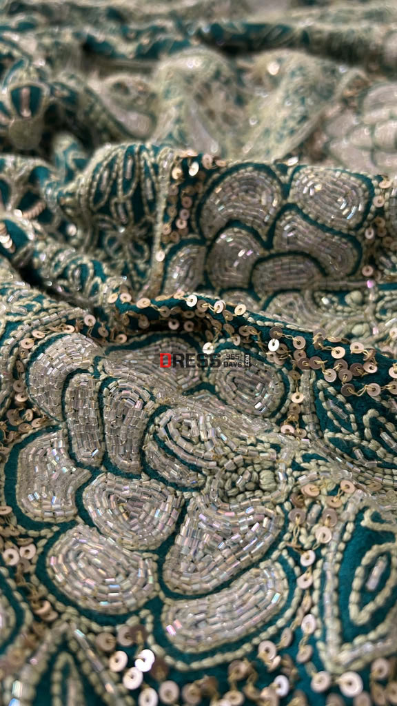 Masterpiece Emerald Green Cut Dana & Sequins Work Chikankari Anarkali Suit Chikankari Anarkali