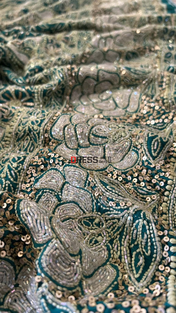 Masterpiece Emerald Green Cut Dana & Sequins Work Chikankari Anarkali Suit Chikankari Anarkali