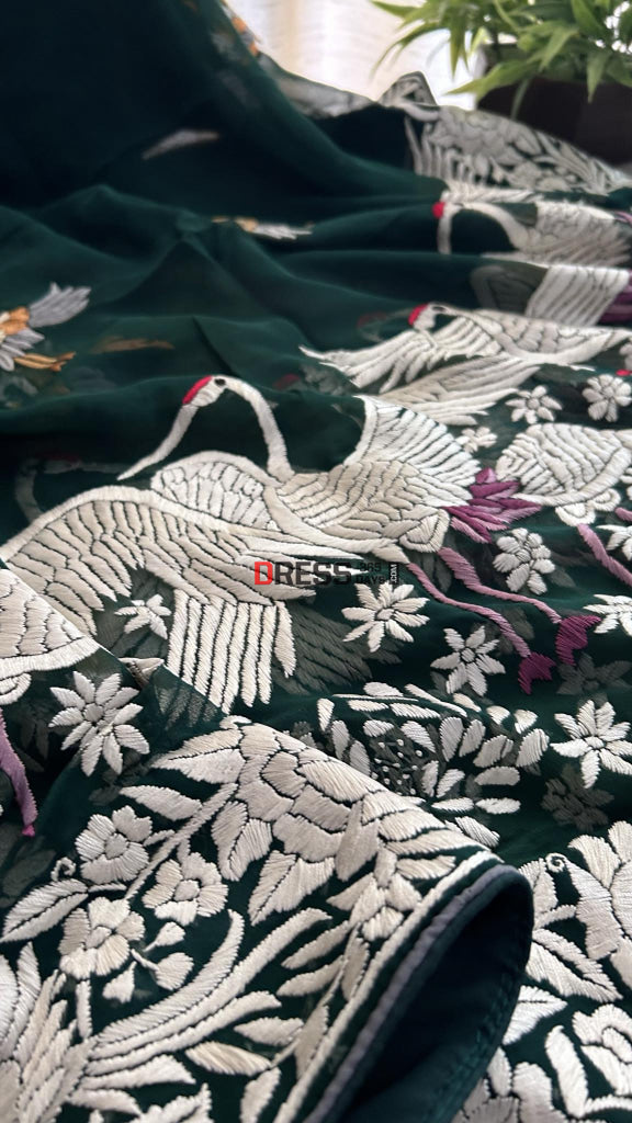 Parsi Gara dupatta with Flamingo