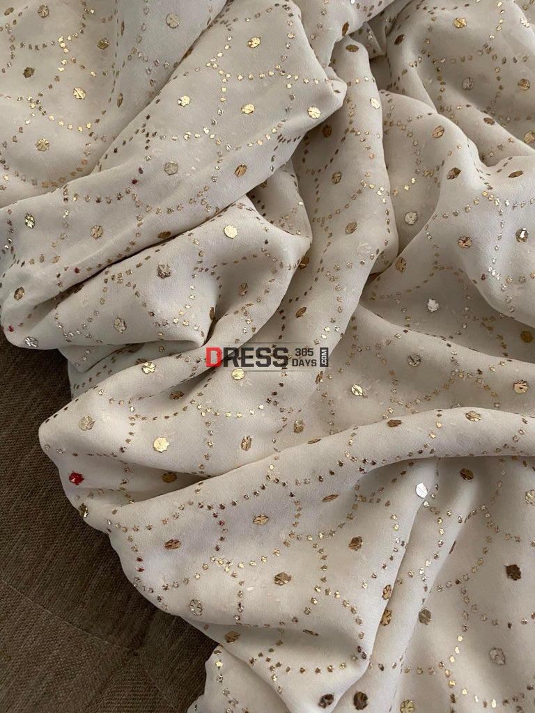 Masterpiece Ivory Mukaish Saree Kamdani