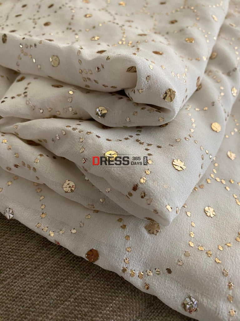 Masterpiece Ivory Mukaish Saree Kamdani