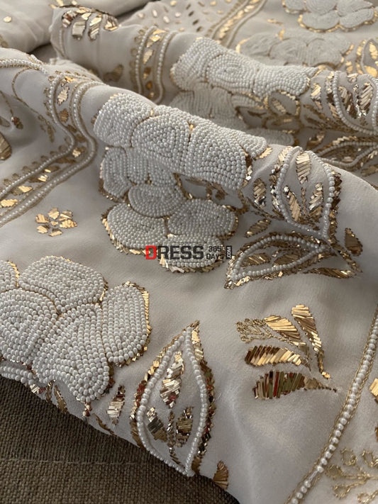 Masterpiece Kamdani & Pearl Pure Georgette Suit Chikankari Suits