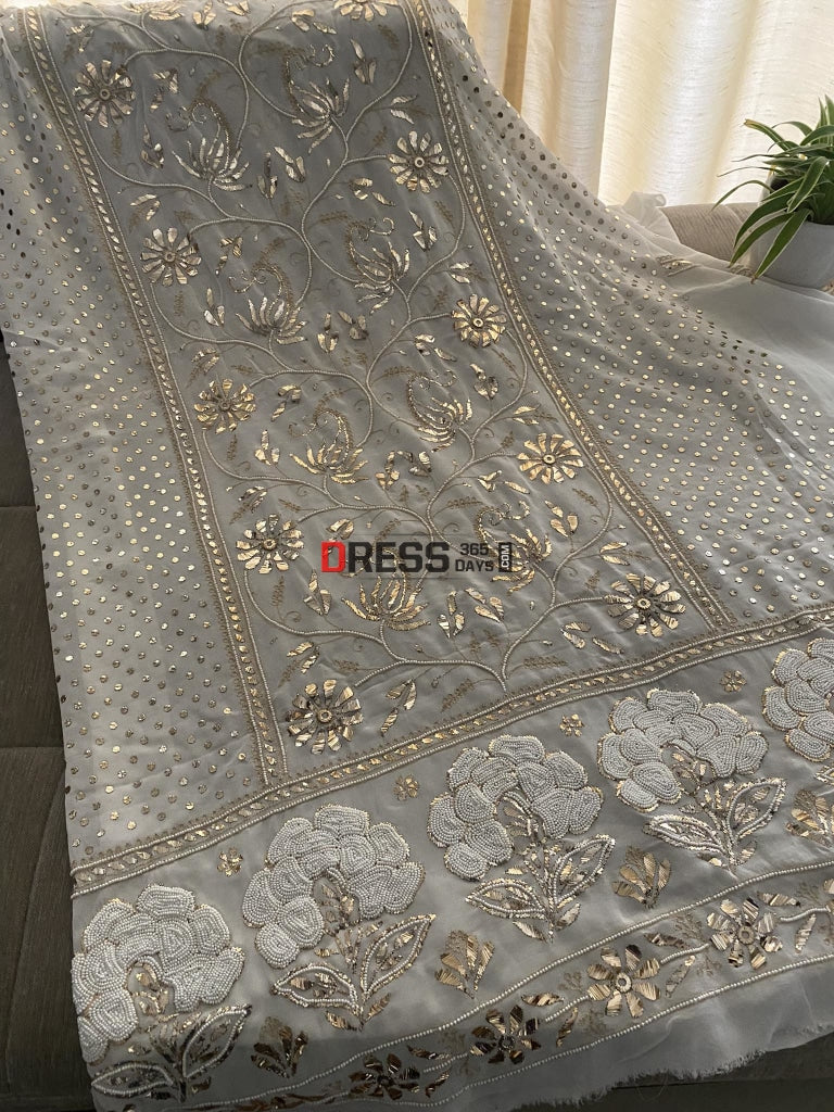 Masterpiece Kamdani & Pearl Pure Georgette Suit Chikankari Suits