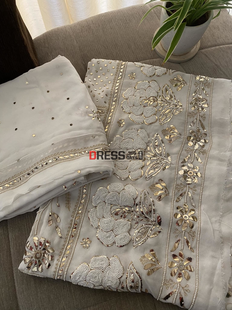 Masterpiece Kamdani & Pearl Pure Georgette Suit Chikankari Suits