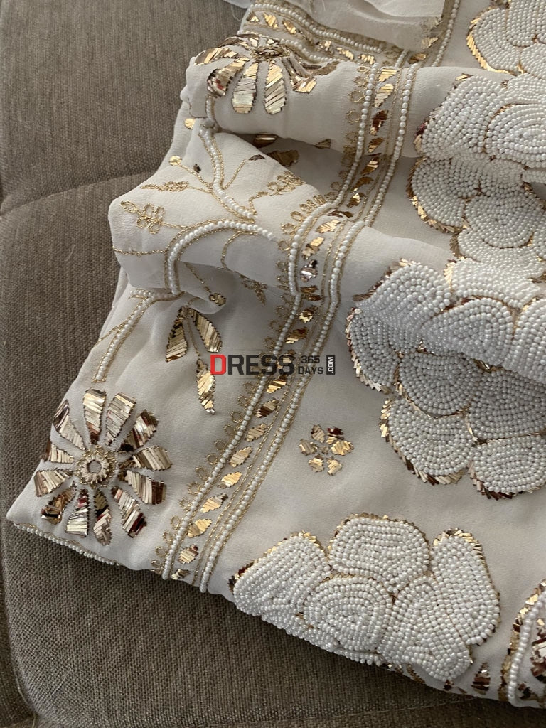 Masterpiece Kamdani & Pearl Pure Georgette Suit Chikankari Suits