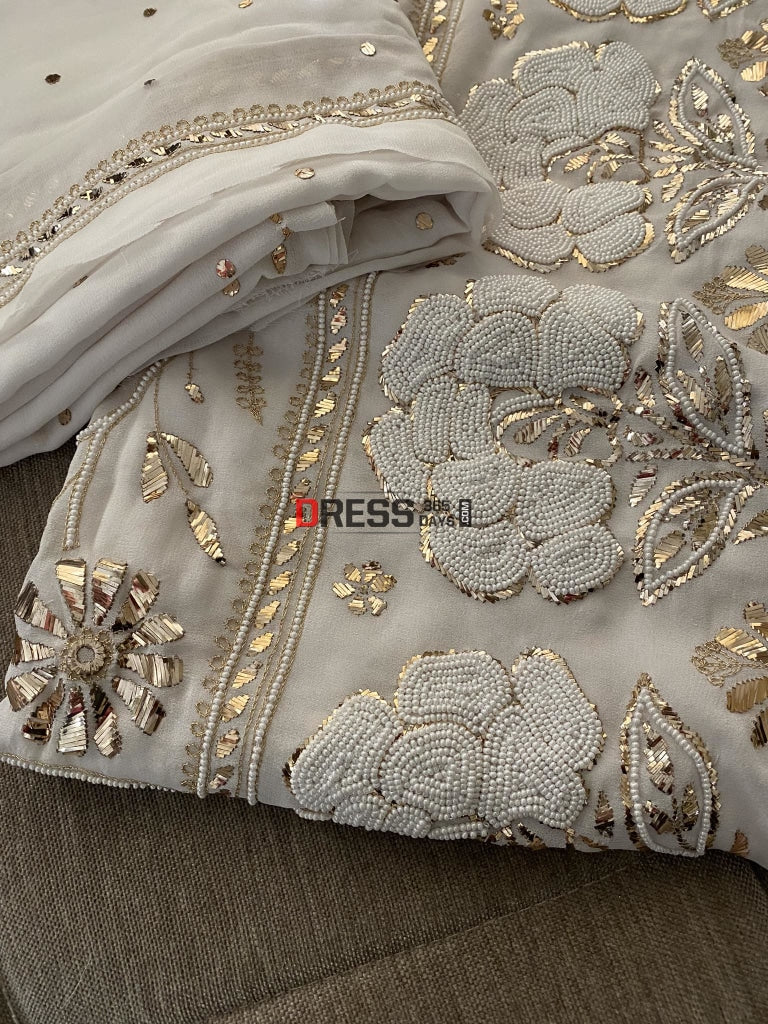 Masterpiece Kamdani & Pearl Pure Georgette Suit Chikankari Suits