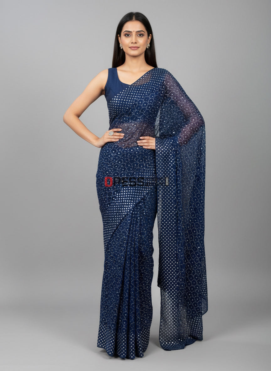 Masterpiece Navy Kamdani Saree