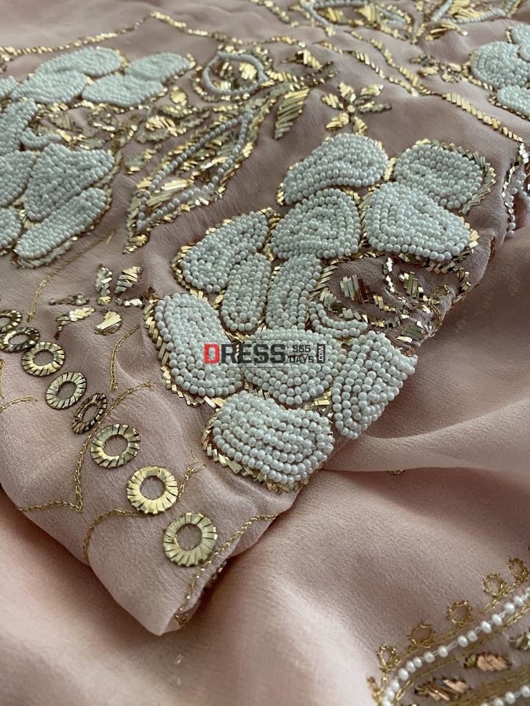 Masterpiece Pastel Pink Kamdani & Pearl Suit Chikankari Suits