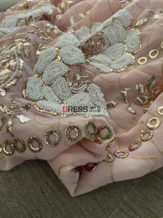 Masterpiece Pastel Pink Kamdani & Pearl Suit Chikankari Suits