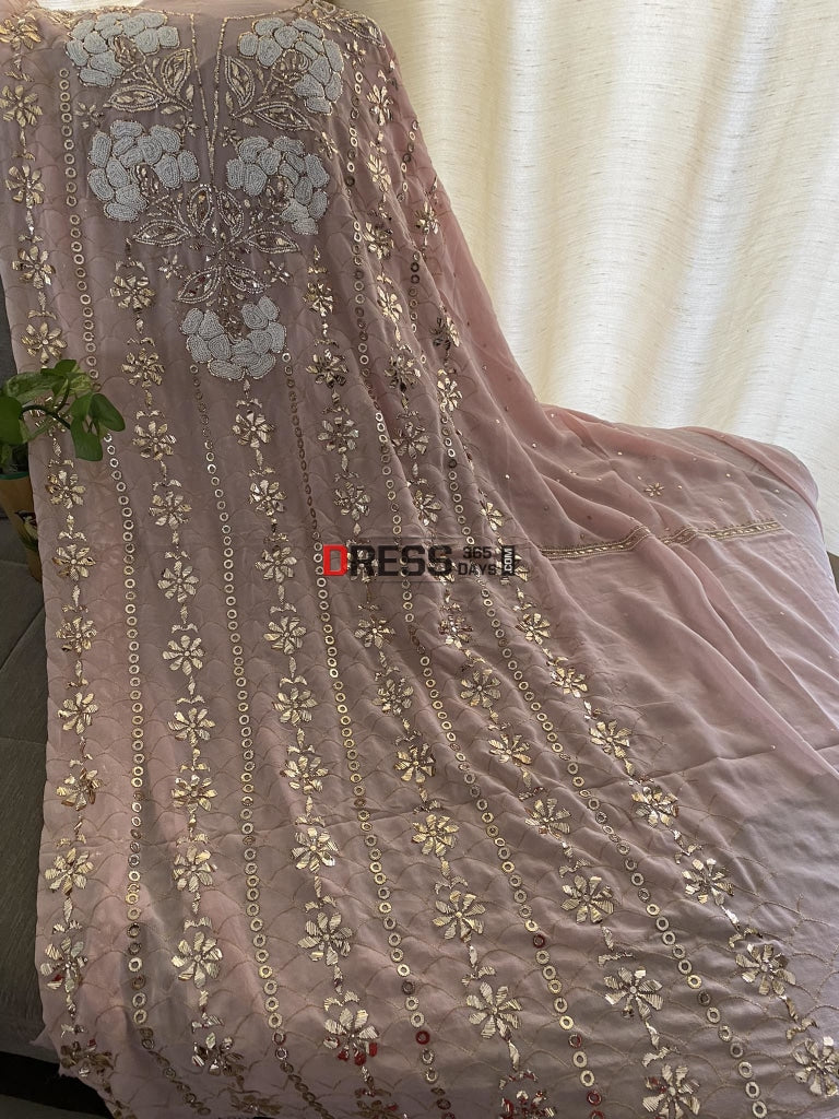Masterpiece Pastel Pink Kamdani & Pearl Suit Chikankari Suits