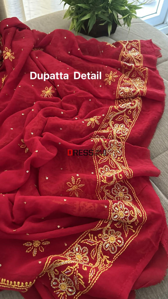Mssterpiece Cut Dana Sequin Chikankari Suit (Kurta & Dupatta) Chikankari Suits