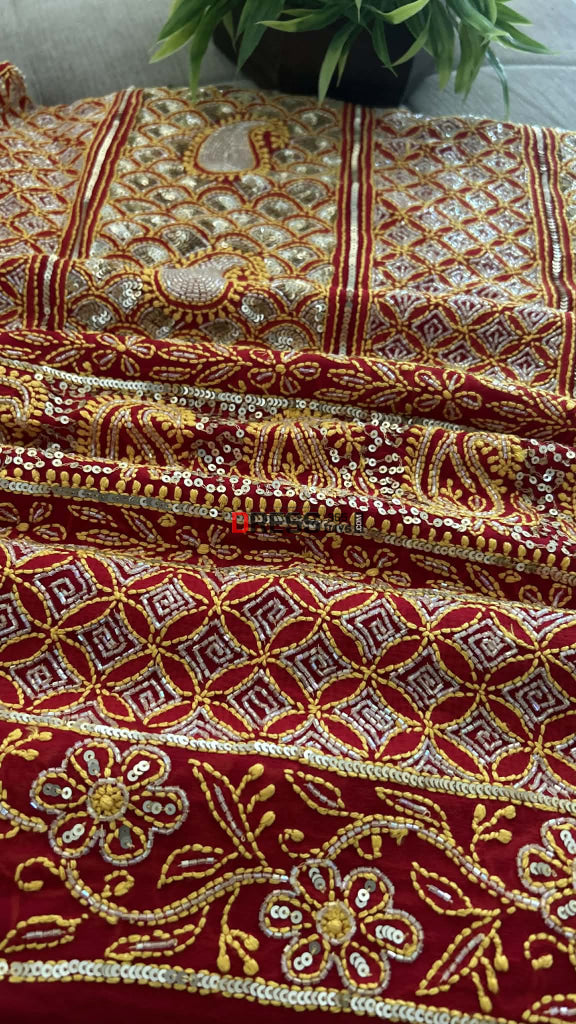 Mssterpiece Cut Dana Sequin Chikankari Suit (Kurta & Dupatta) Chikankari Suits