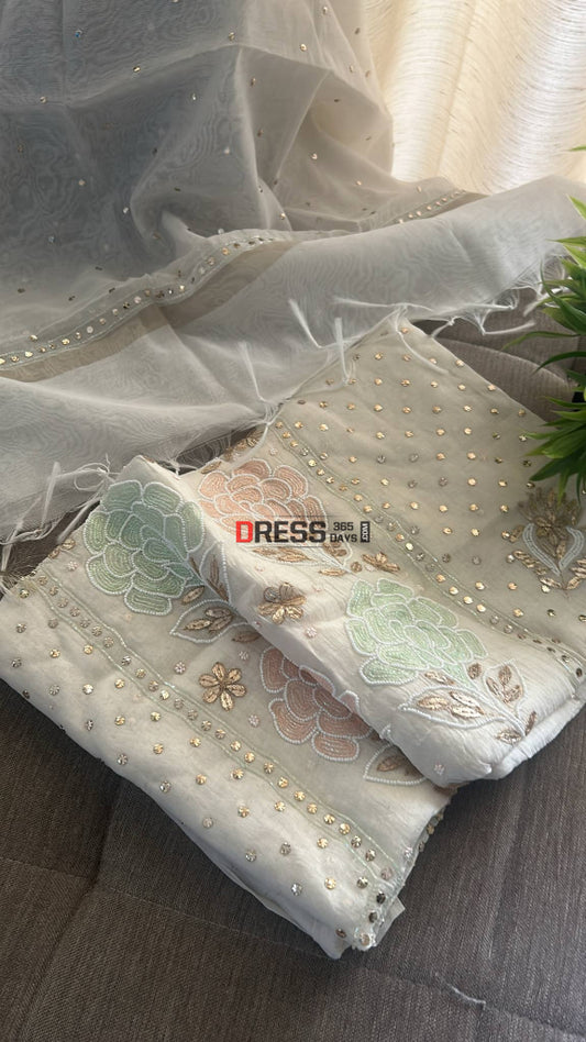 Mul Chanderi Cut Dana Mukaish & Gota Patti Kurta Dupatta Set Chikankari Suits