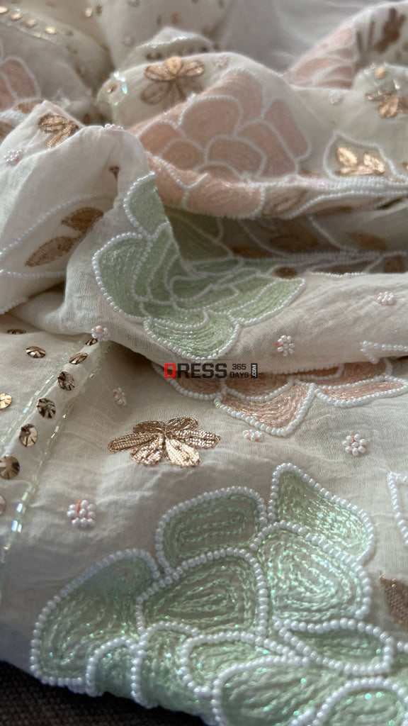 Mul Chanderi Cut Dana Mukaish & Gota Patti Kurta Dupatta Set Chikankari Suits