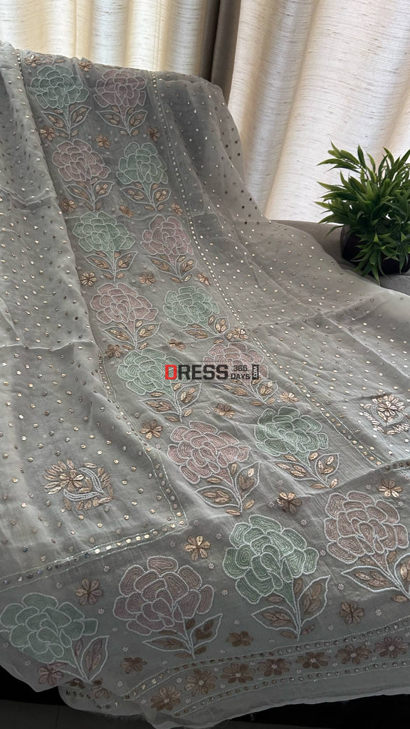 Mul Chanderi Cut Dana Mukaish & Gota Patti Kurta Dupatta Set Chikankari Suits