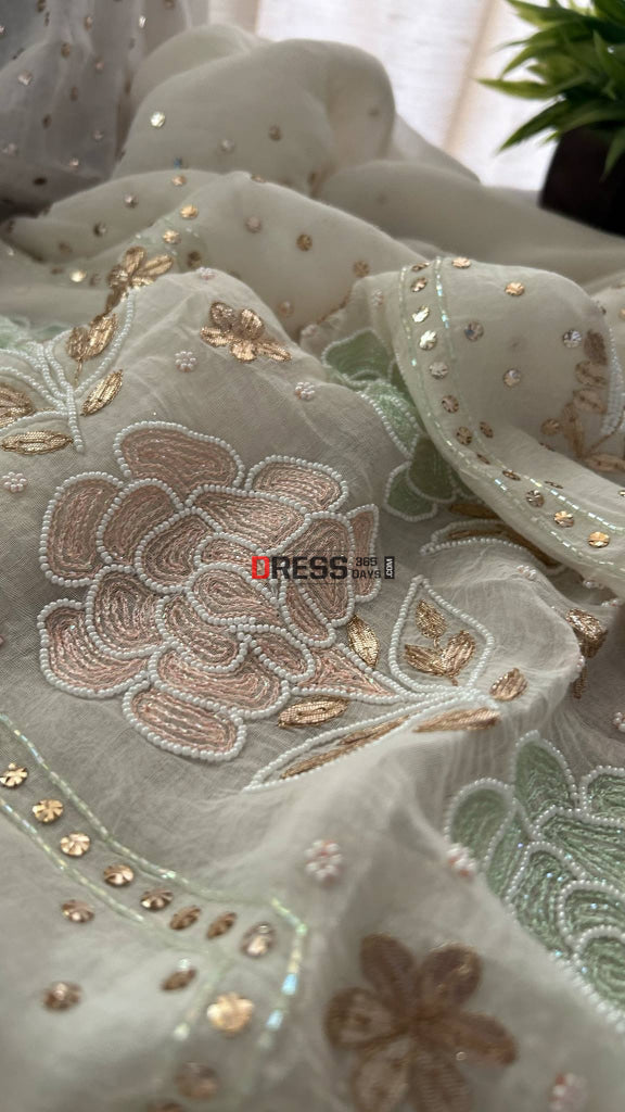 Mul Chanderi Cut Dana Mukaish & Gota Patti Kurta Dupatta Set Chikankari Suits