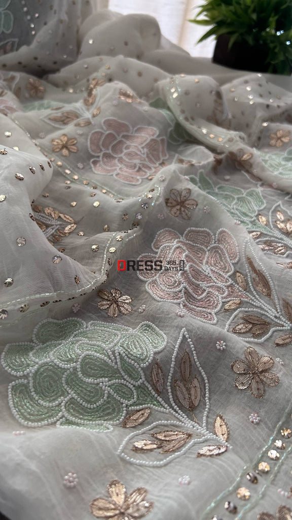 Mul Chanderi Cut Dana Mukaish & Gota Patti Kurta Dupatta Set Chikankari Suits