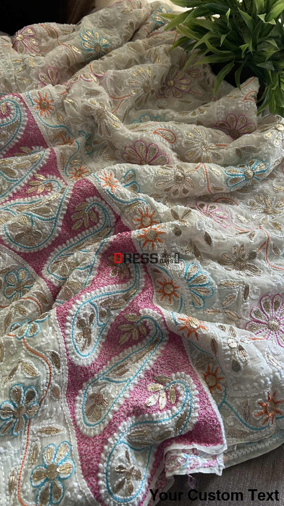 Multicolour Chikankari Gota Patti Dupatta Chikankari Dupatta