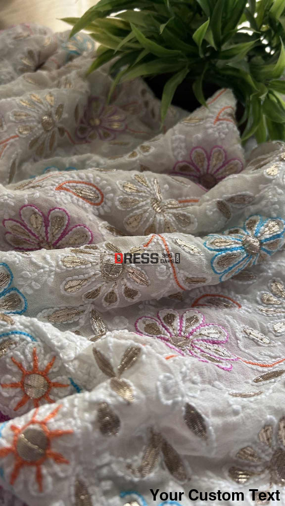 Multicolour Chikankari Gota Patti Dupatta Chikankari Dupatta