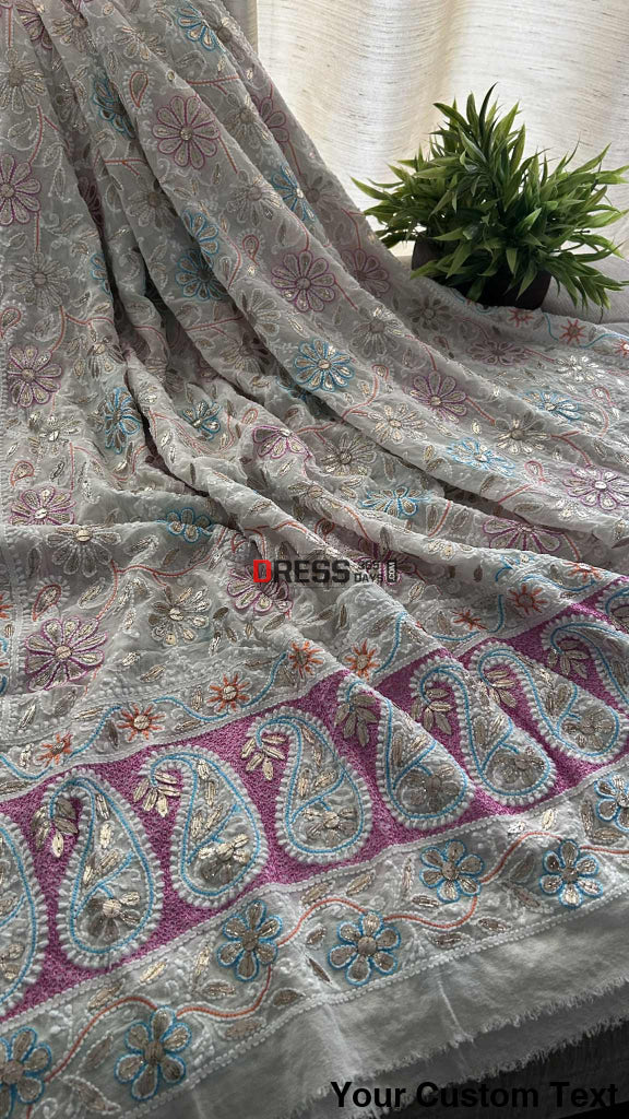 Multicolour Chikankari Gota Patti Dupatta Chikankari Dupatta
