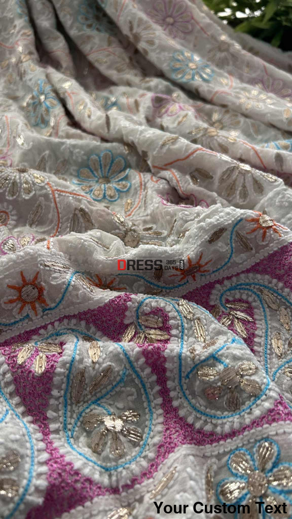 Multicolour Chikankari Gota Patti Dupatta Chikankari Dupatta